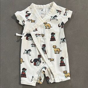 Monica + Andy Bodysuit - White with Colorful Dog Print